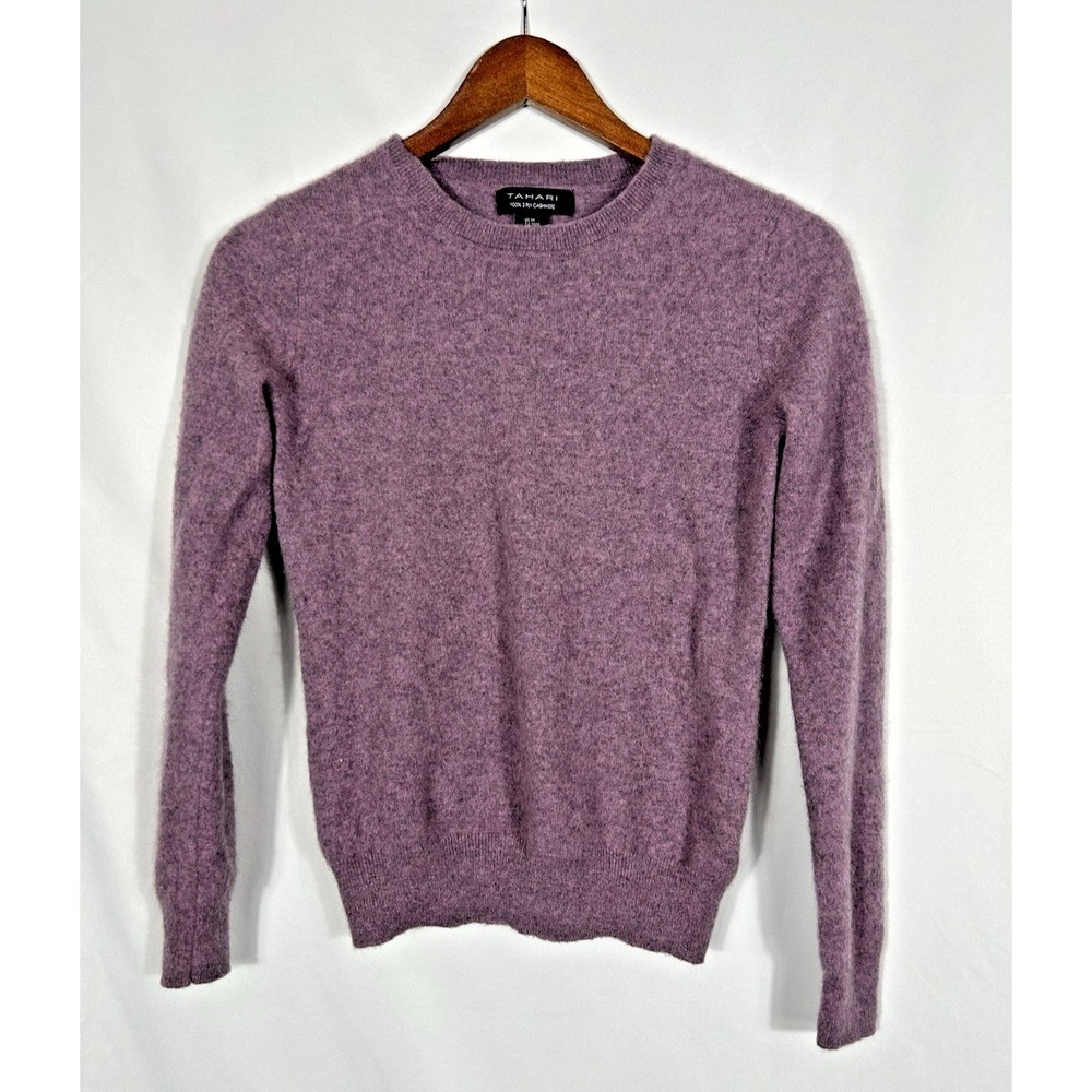 Tahari 2 PLY 100% Cashmere Sweater YOUTH Girls Size M Purple Luxe‎ Long Sleeve